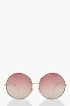 Boohoo Rose Gold Oversized Round Sunglasses
