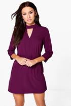 Boohoo Lani Shirt Dress Plum