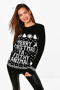 Boohoo Tall Filthy Animal Christmas Jumper