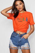 Boohoo Tall Lucy Rainbow Graphic Voila Slogan T-shirt