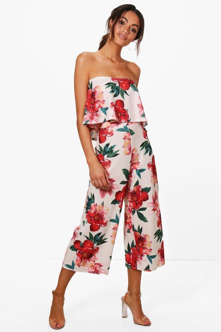 Boohoo Cari Floral Bandeau & Culotte Co-ord Set Multi