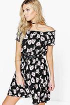 Boohoo Indra Floral Off The Shoulder Woven Dress