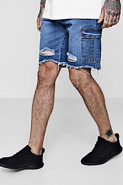 Boohoo Bermuda Denim Shorts With Cargo Pockets