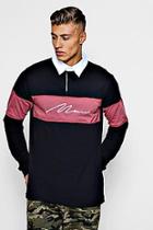 Boohoo Long Sleeved Contrast Man Panel Rugby Polo