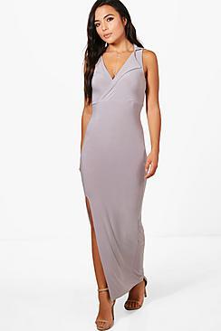 Boohoo Petite Hannah Tuxedo Style Maxi Dress