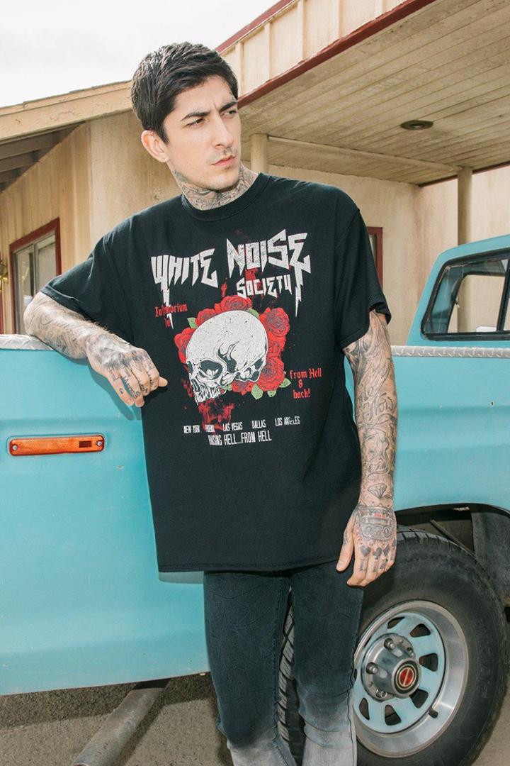 Boohoo Oversized White Noise Reverse T Shirt Black