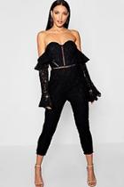 Boohoo Corded Lace Bardot Culotte Jumpsuit