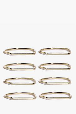 Boohoo Alicia 8 Piece Skinny Geo Ring Pack