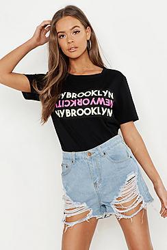 Boohoo Neon Brooklyn T-shirt