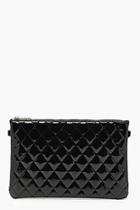 Boohoo Paula Patent Quilted Ziptop Clutch