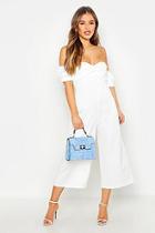 Boohoo Petite Sweetheart Off The Shoulder Jumpsuit