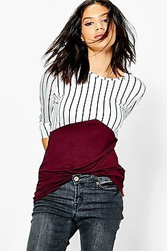 Boohoo Leona Stripe Contrast Colour Block T-shirt