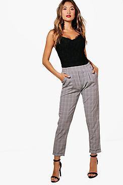 Boohoo Bella Premium Check Tailored Trouser