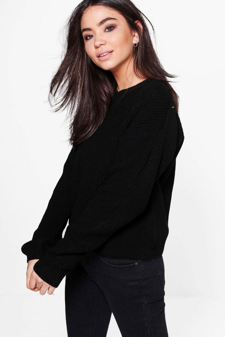 Boohoo Bethany Mix Stitch Jumper Black