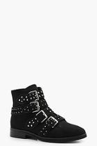 Boohoo Sara Studded Strap Ankle Boots