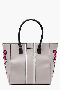 Boohoo Nancy Embroidery Wings Structured Tote