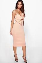 Boohoo Noreen Bow Knot Front Detail Midi Dress
