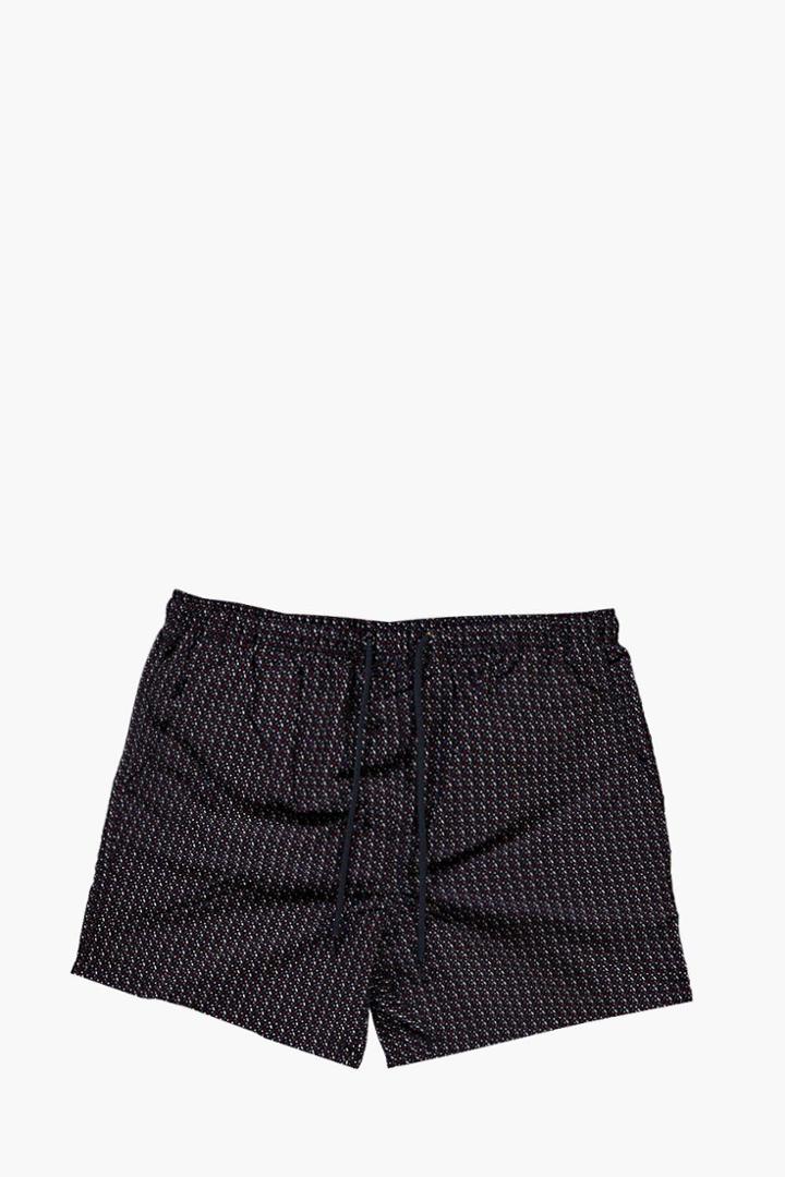 Boohoo Short Length Geo Print Swim Shorts Navy