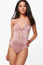 Boohoo Petite Charlotte Cut Out Ring Detail Strappy Body Rose