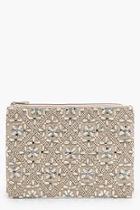 Boohoo Ivy Faux Pearl And Diamante Embellished Clutch Bag