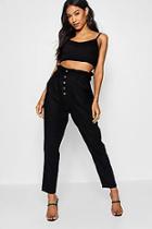 Boohoo Linen Look Paperbag Waist Trousers