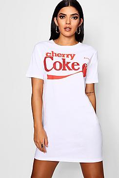 Boohoo Grace Cherry Coke T-shirt Dress