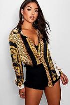 Boohoo Tall Scarf Print Oversized Shirt