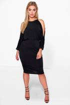 Boohoo Plus Cindy Cut Out Shoulder Slinky Bodycon Dress Black