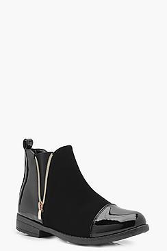 Boohoo Eva Mix Material Zip Chelsea Boot