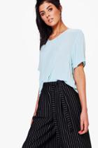 Boohoo Violet Crinkle Boxy Tee Blue