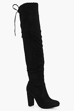 Boohoo Rebecca Block Heel Over The Knee Boot