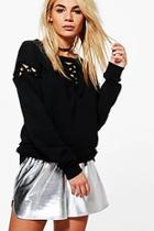 Boohoo Lauren Lace Up Detail Sweat