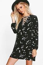 Boohoo Ruby Lace Up Floral Shift Dress
