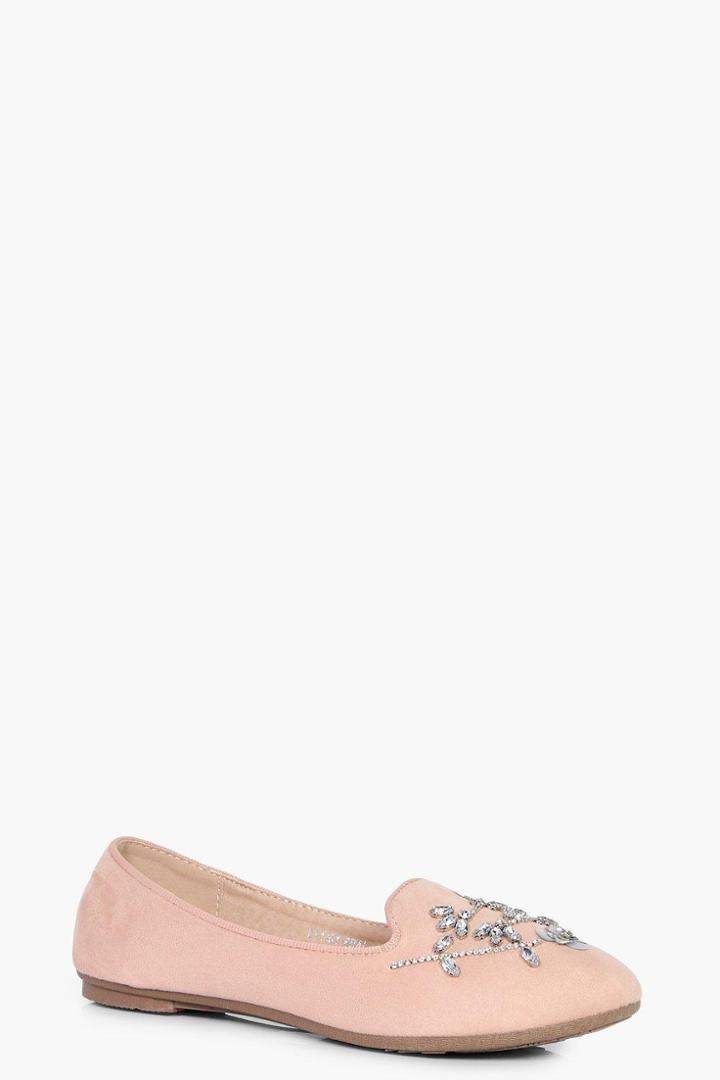Boohoo Ella Embellished Slipper Ballet Blush