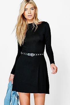 Boohoo Penny Turtleneck Skater Dress
