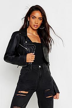 Boohoo Crop Pu Biker Jacket