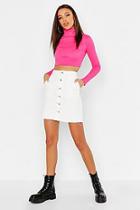 Boohoo Tall Contrast Stitch Button Through Denim Skirt