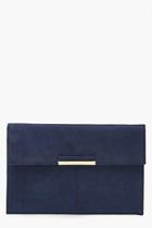 Boohoo Suedette Envelope Clutch With Metal Bar