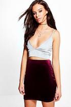 Boohoo Sofi Velvet Mini Skirt