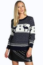 Boohoo Simone Snowflake And Reindeer Knitted Jumper
