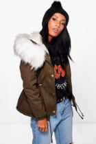 Boohoo Paige Faux Fur Long Parka White