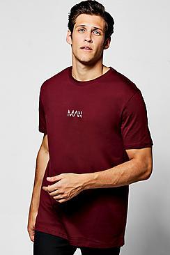 Boohoo Longline Man Print T-shirt With Scoop Hem