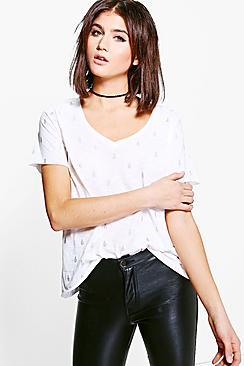 Boohoo Nora Burnout Foil Print Pineapple T-shirt