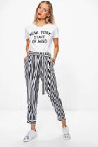 Boohoo Idalia Contrast Stripe Slim Fit Tailored Trousers Black