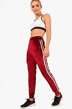Boohoo Robyn Athleisure Sports Stripe Velour Jogger