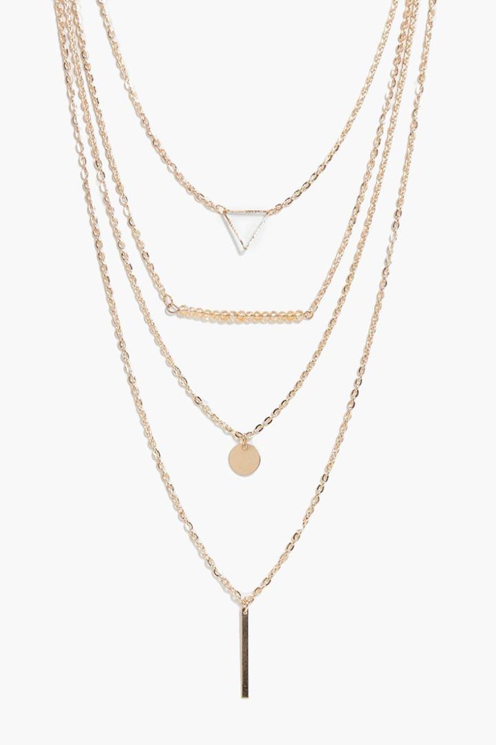 Boohoo Kirsten Layered Moon Charm Necklace Gold