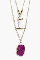 Boohoo Heidi Crystal Pendant Layered Necklace Gold