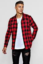 Boohoo Long Sleeve Check Shirt With Graffiti Print