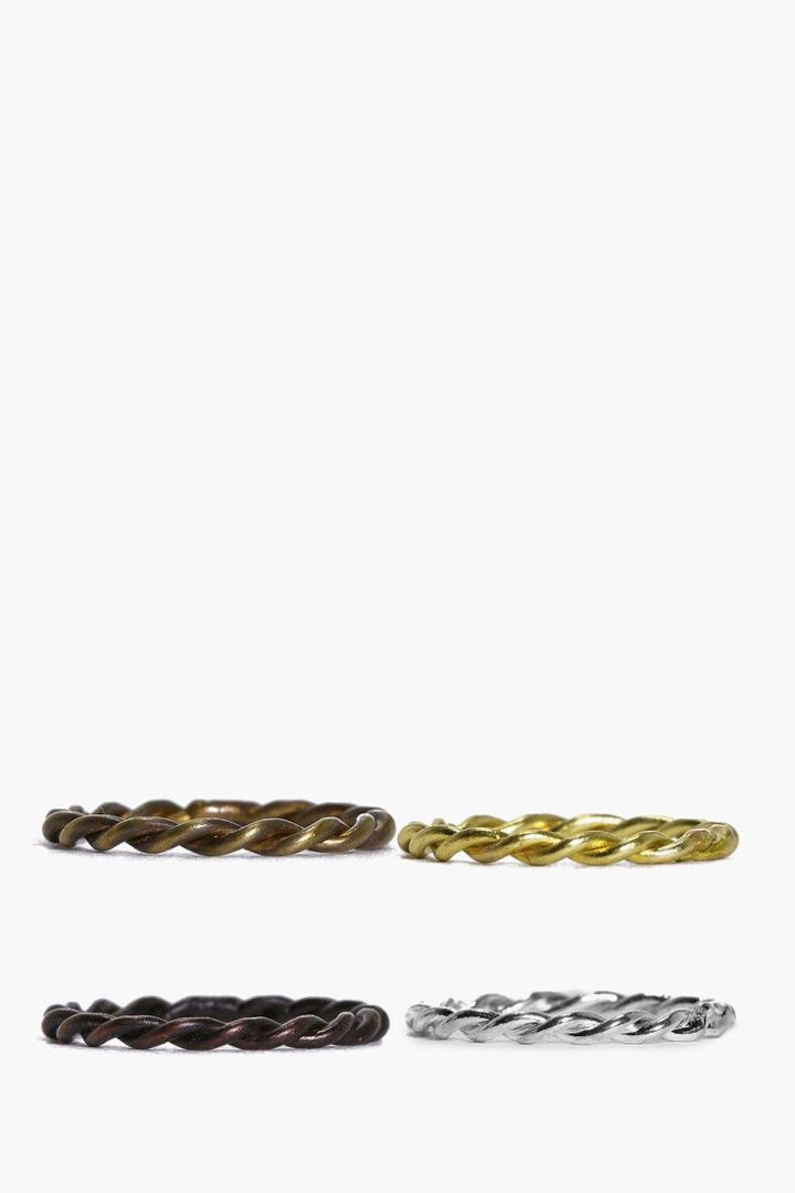 Boohoo Matilda 4 Pack Dainty Twist Rings Multi