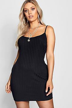 Boohoo Plus Knit Rib Bodycon Dress